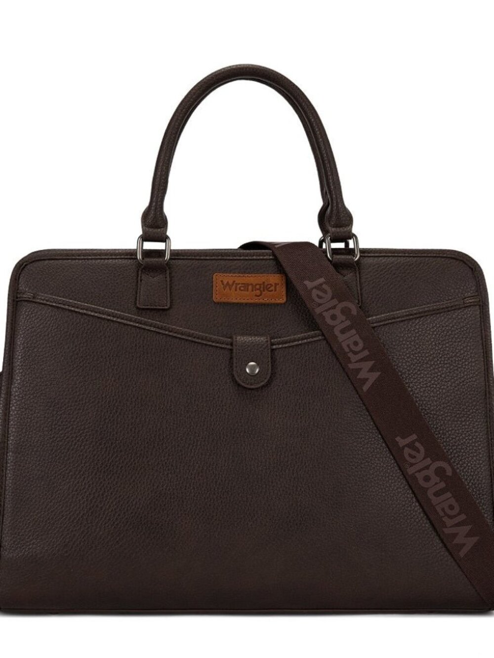 Wrangler Pebbled Faux Leather Laptop Brief Bag Coffee